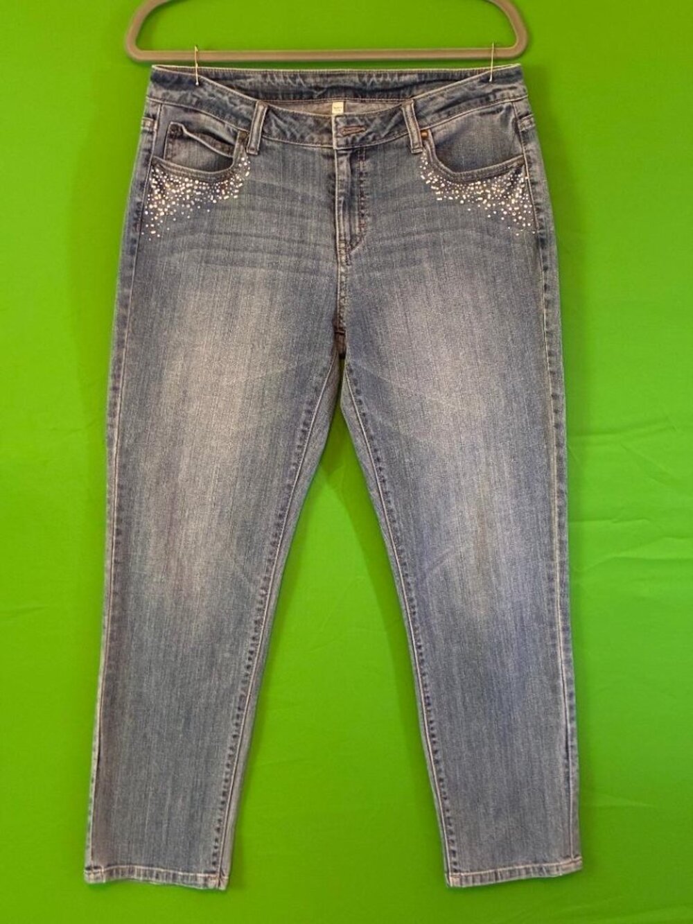 Jennifer Lopez Sz 8 Womens Distressed Boyfriend Embellished Denim JLO Jeans - Picture 10 of 11